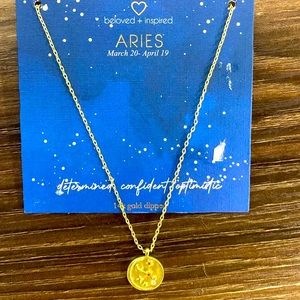 Aries Beloved and Inspired Aries 14kt Gold Zodiac Necklace-New